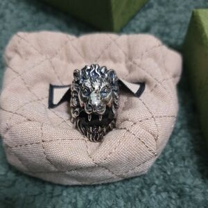 Gucci Silver Lion Head Ring - Silver